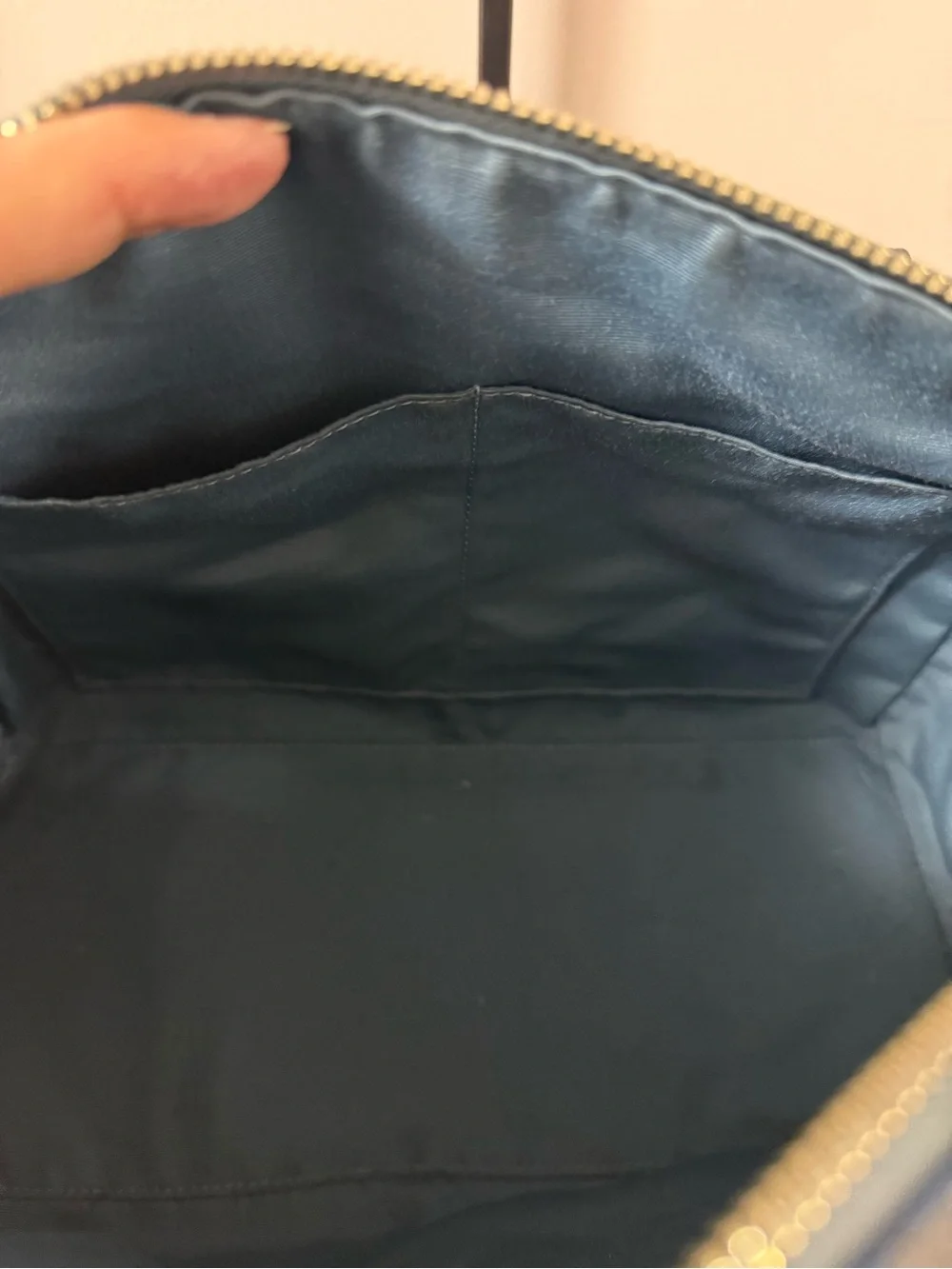 Coach Navy Pebbled Leather Satchel with whipstitch Top Handles!
